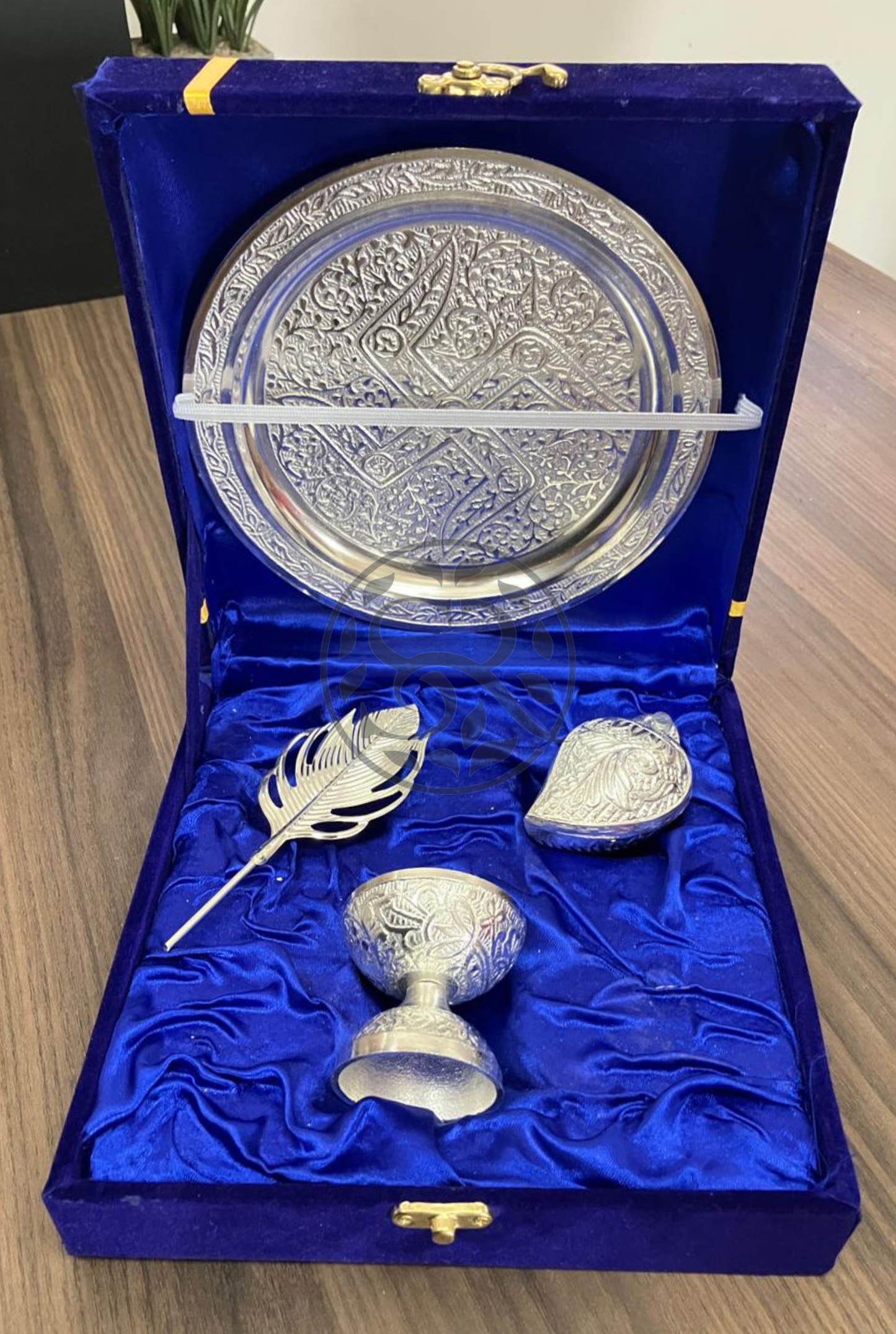 4 Piece Pooja Thali Set (Velvet Gift Box Packed)
