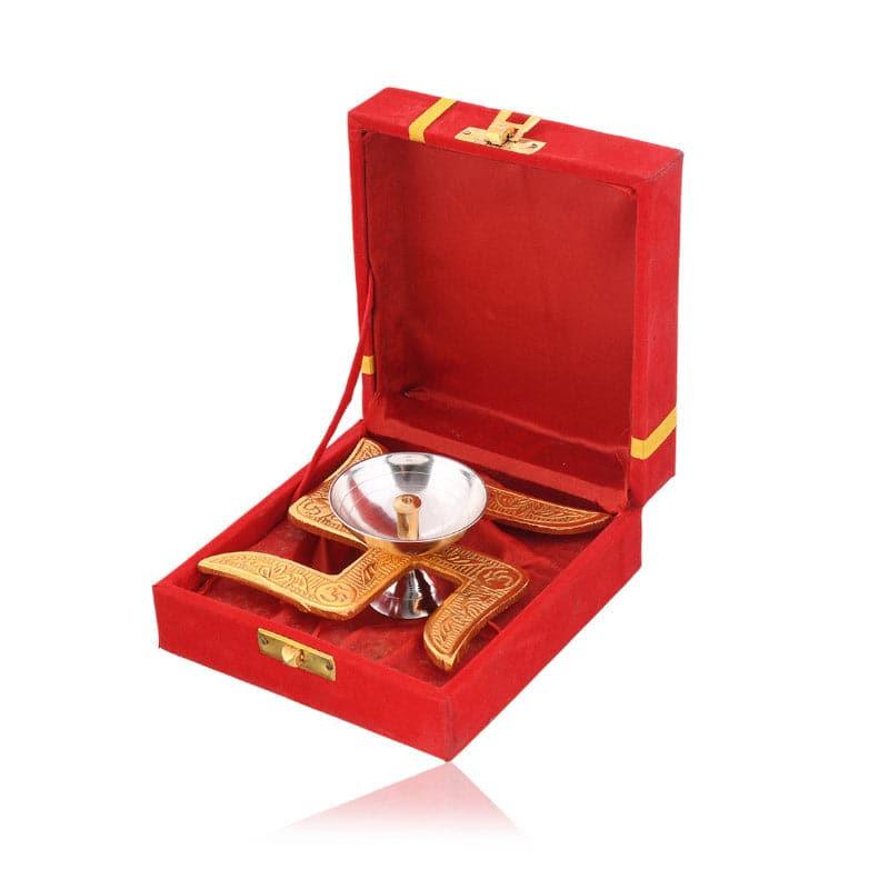Swastik Diya (Gold Finish) – Minimal Luxury Multi-Purpose Diya & Tea-Light Holder