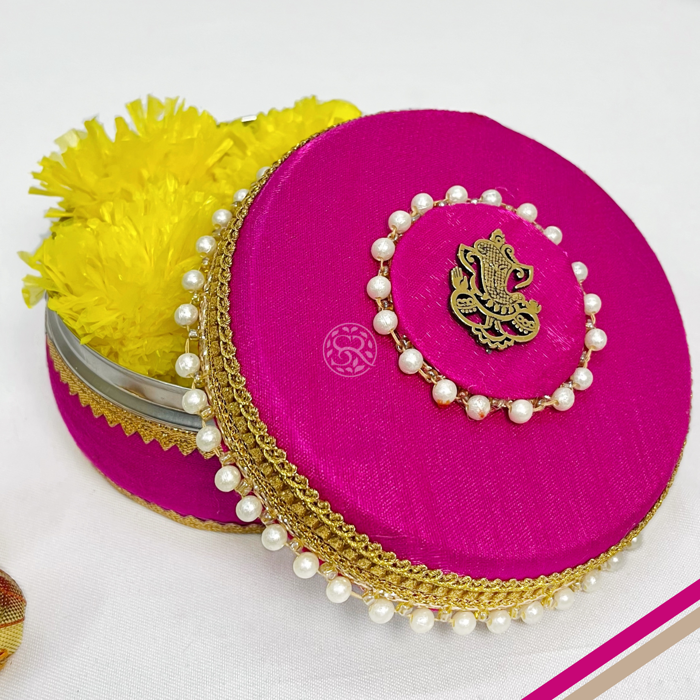 Rani Pink Ganpati Steel Box By Saptrishi