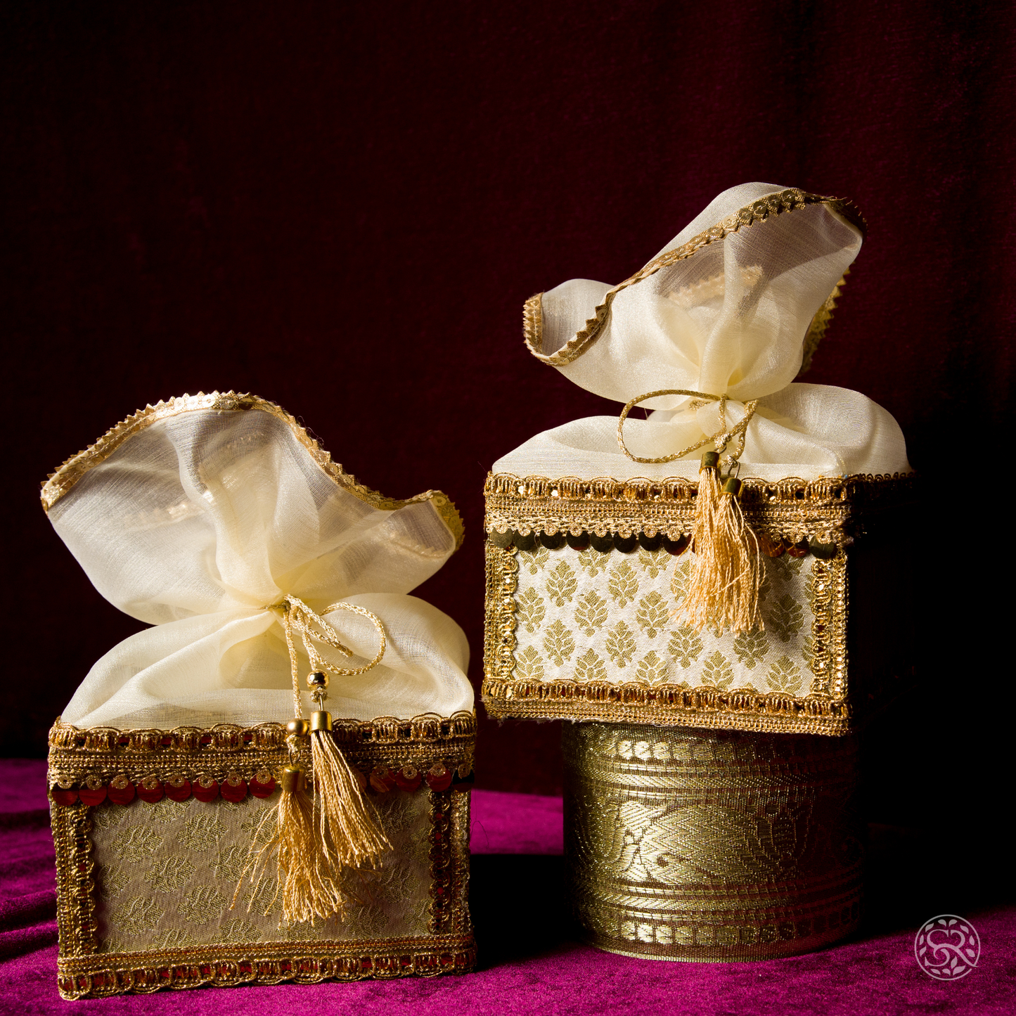 Beige Dry Fruit Box Set By Saptrishi (2pc)