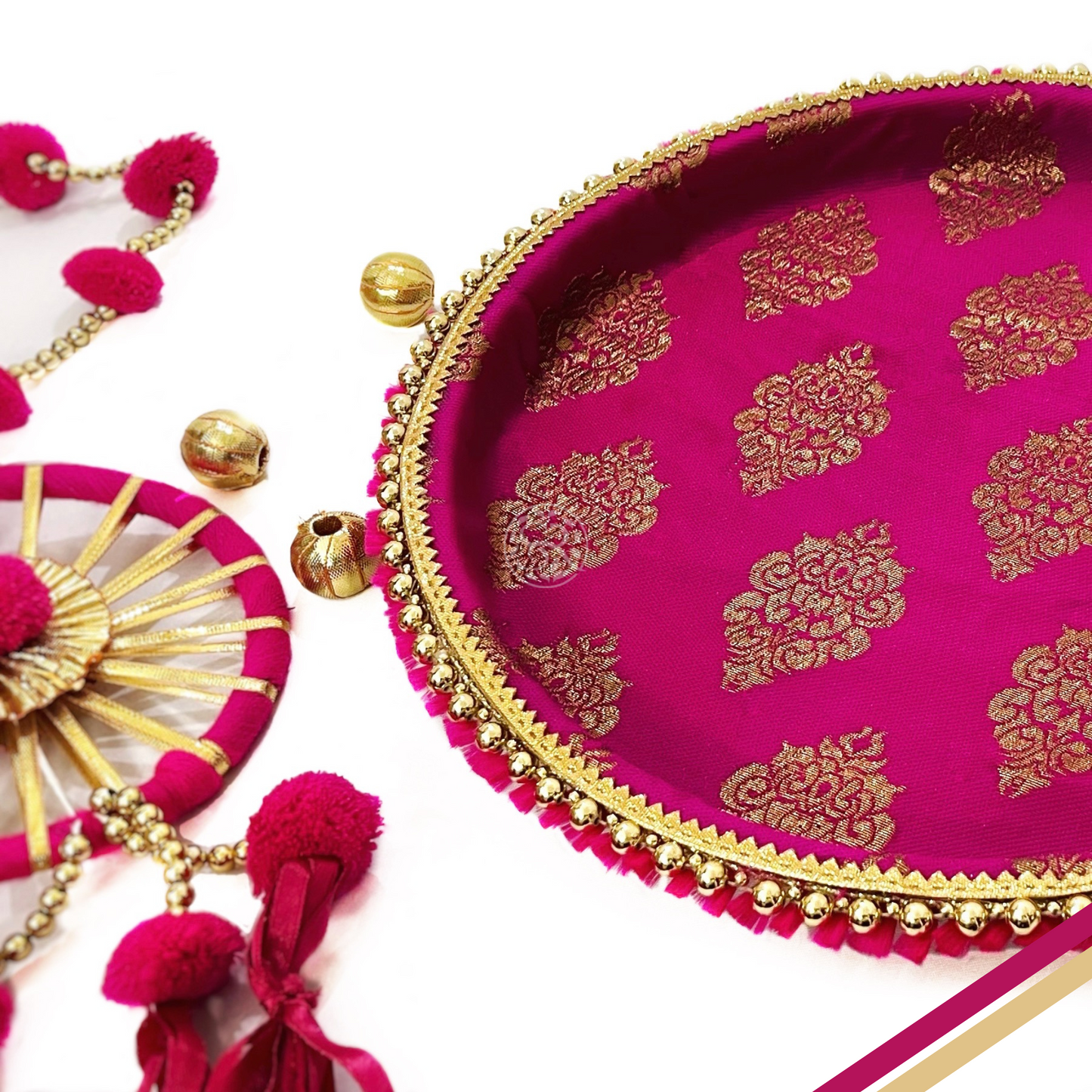 Pink Brocade Pooja Thali by Saptrishi (1pc)