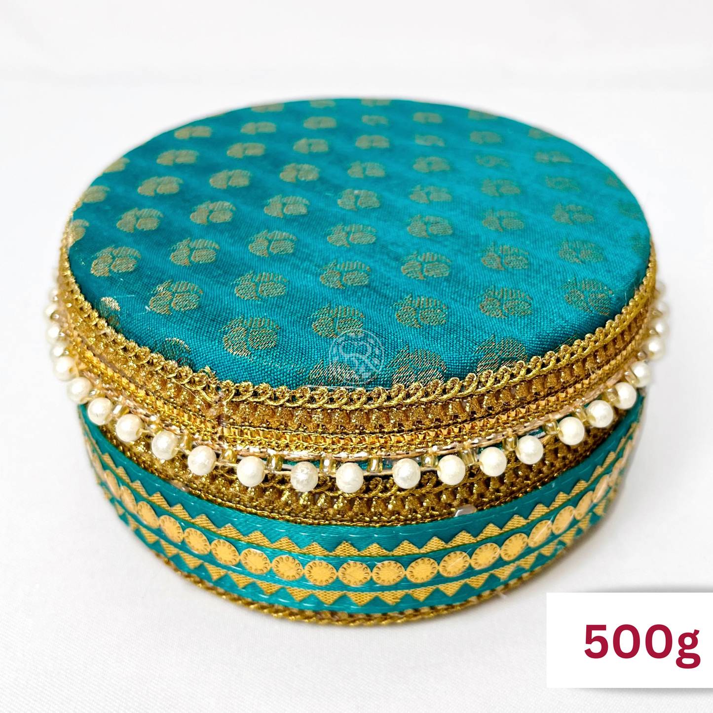 Teel Green Brocade Sweet Steel Box By Saptrishi