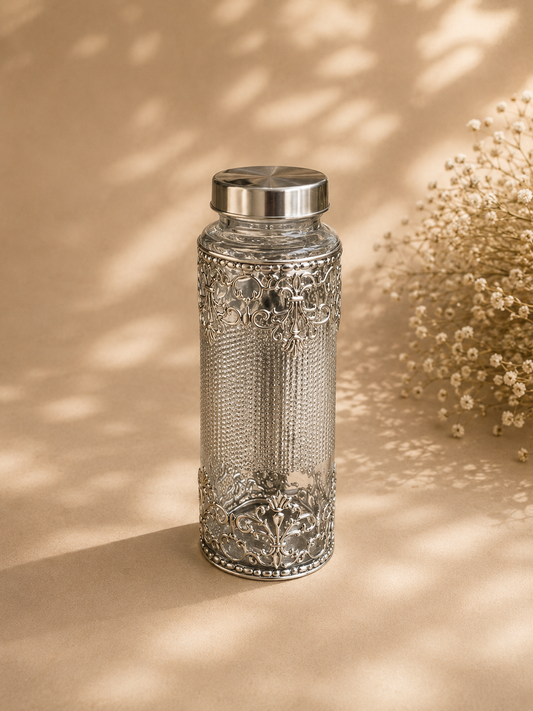 German Silver Finish Water Bottle (600 ml)