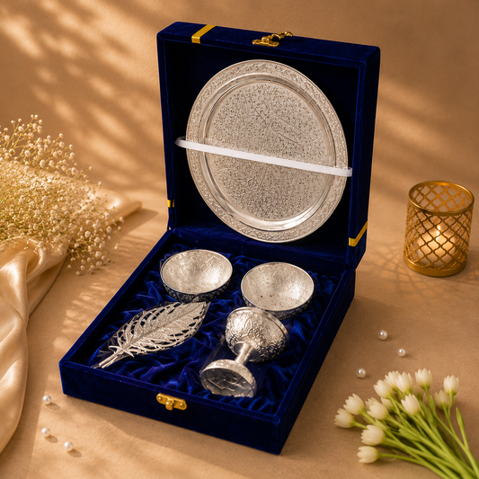 German Silver Pooja thali (5 piece set)