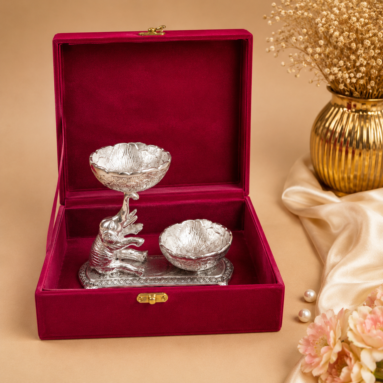 Shiny Elephant Double Bowl