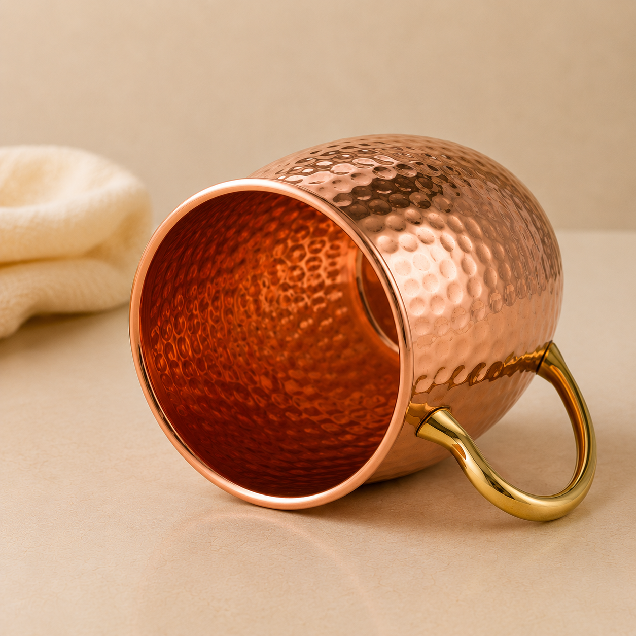 Pure Copper Mug Set of 6 (400ml) | Handcrafted Tamba Cups by Saptarishi