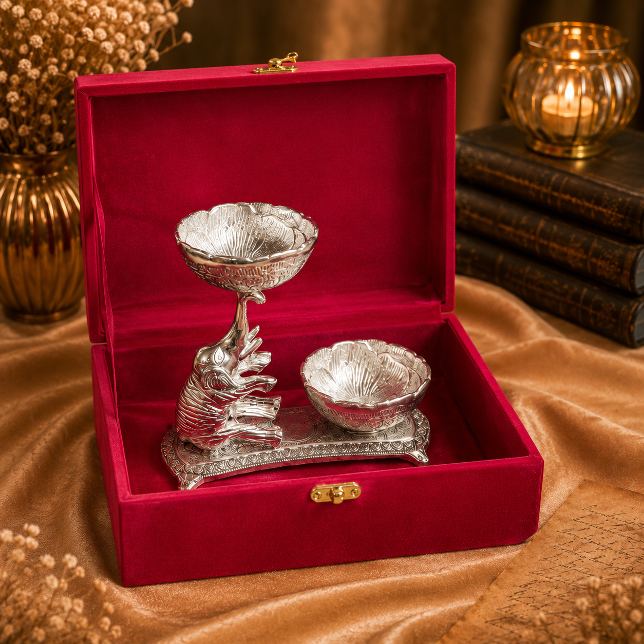 Shiny Elephant Double Bowl