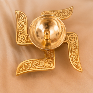 Swastik Diya (Gold Finish) – Minimal Luxury Multi-Purpose Diya & Tea-Light Holder
