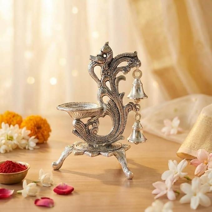 Beautiful Peacock Diya (Velvet Box Packed)