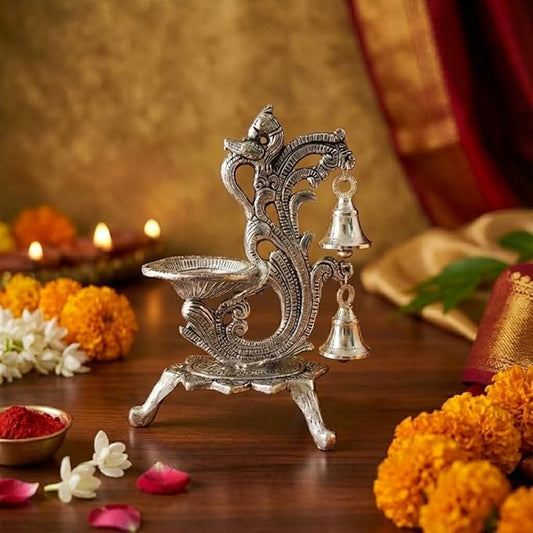 Beautiful Peacock Diya (Velvet Box Packed)