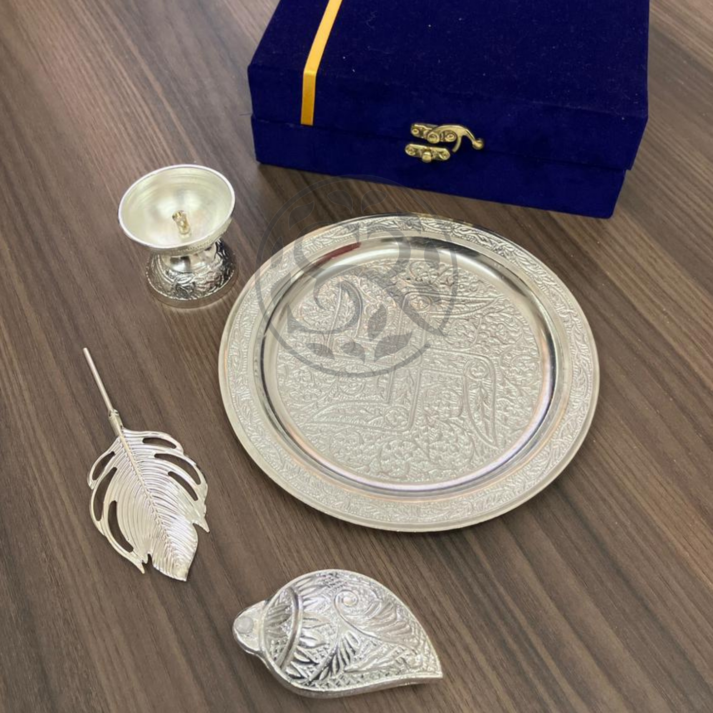 4 Piece Pooja Thali Set (Velvet Gift Box Packed)