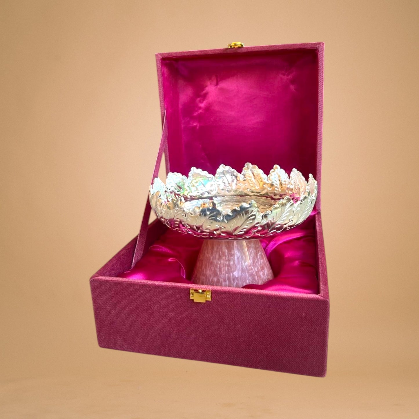 Pink Resin Dry Fruit Stand with Premium Gift Box