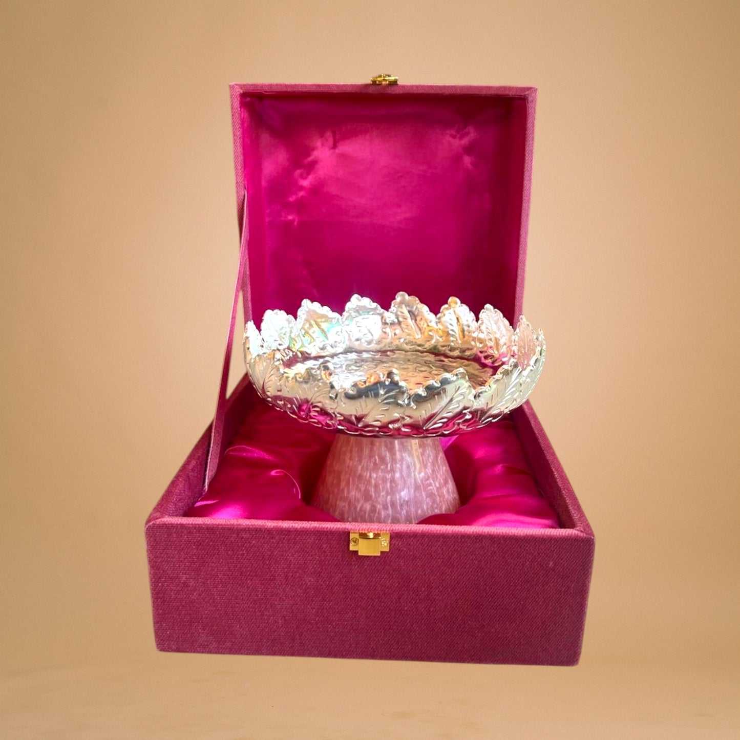 Pink Resin Dry Fruit Stand with Premium Gift Box