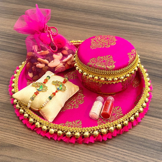 Rani Pink Rakhi Platter by Saptrishi