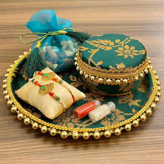 Green Rakhi Platter by Saptrishi