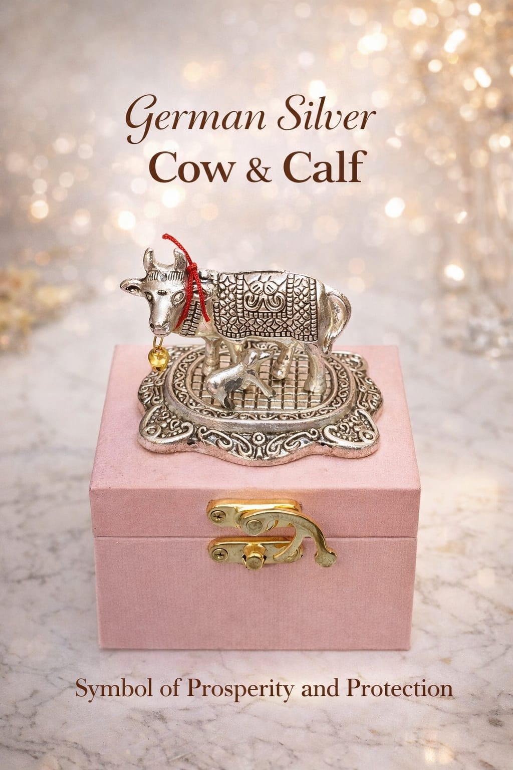 Kamdhenu Cow & Calf Idol (Velvet Box Packed)