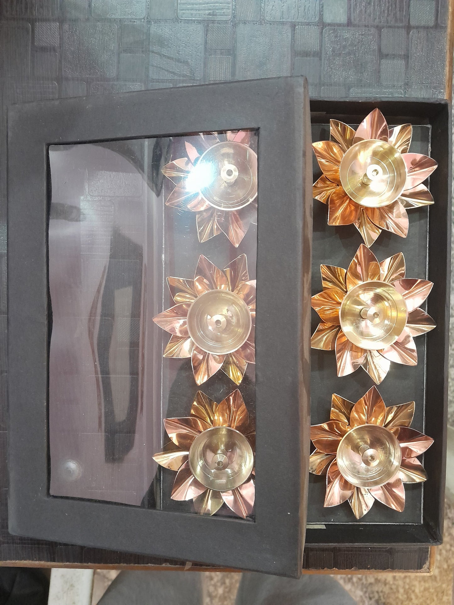 Pure Brass & Copper Diya Set (Set of 6 | Window Box Packed)