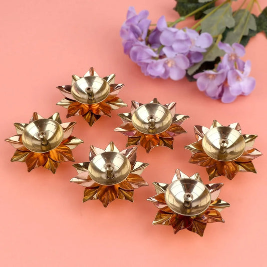Pure Brass & Copper Diya Set (Set of 6 | Window Box Packed)