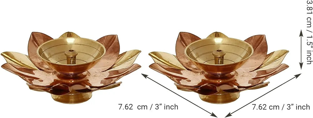 Pure Brass & Copper Diya Set (Set of 6 | Window Box Packed)