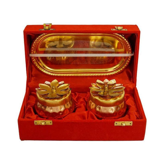 Decorative Dry Fruit Jar Set with Tray (Velvet Box Packed)