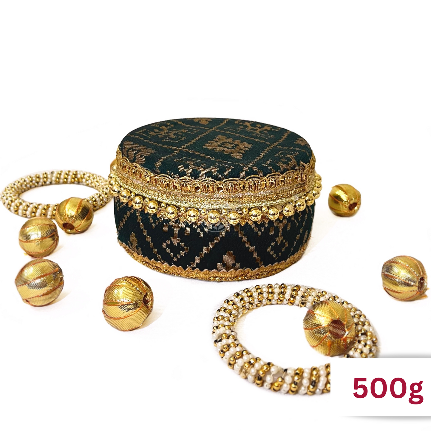 Green Brocade Sweet Steel Box By Saptrishi