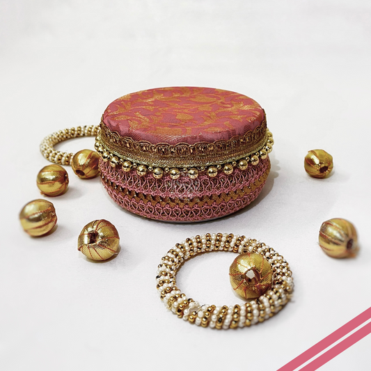 Baby Pink Brocade Sweet Steel Box By Saptrishi