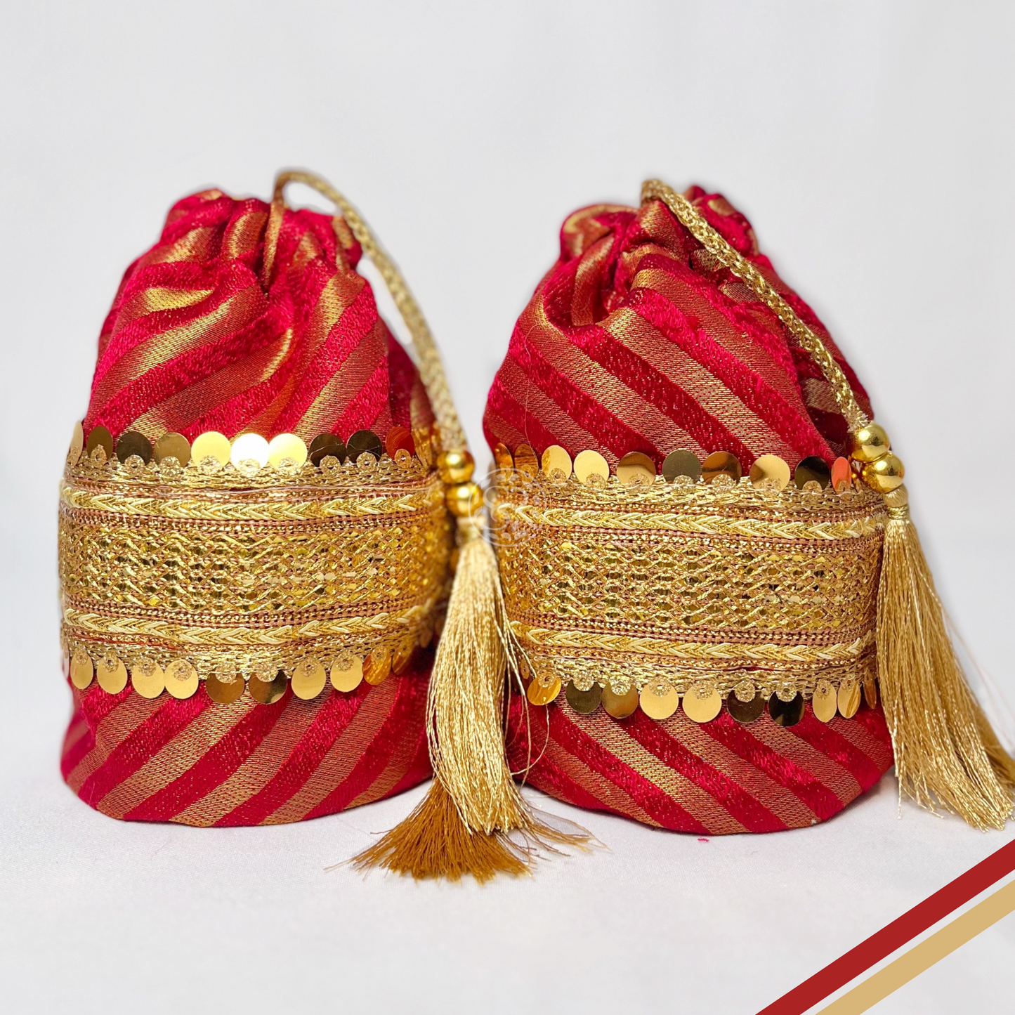 Red Potli Bags By Saptrishi (2pc)
