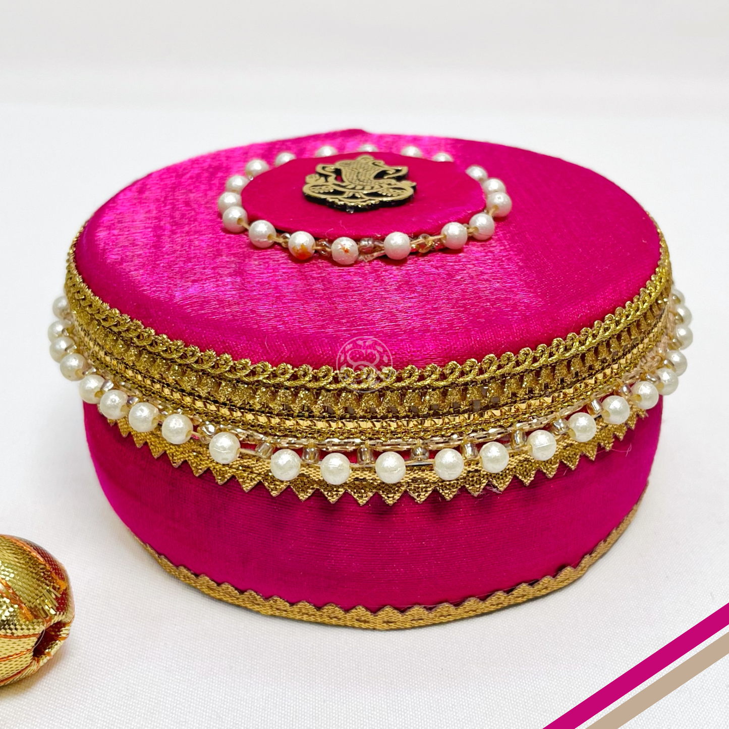 Rani Pink Ganpati Steel Box By Saptrishi