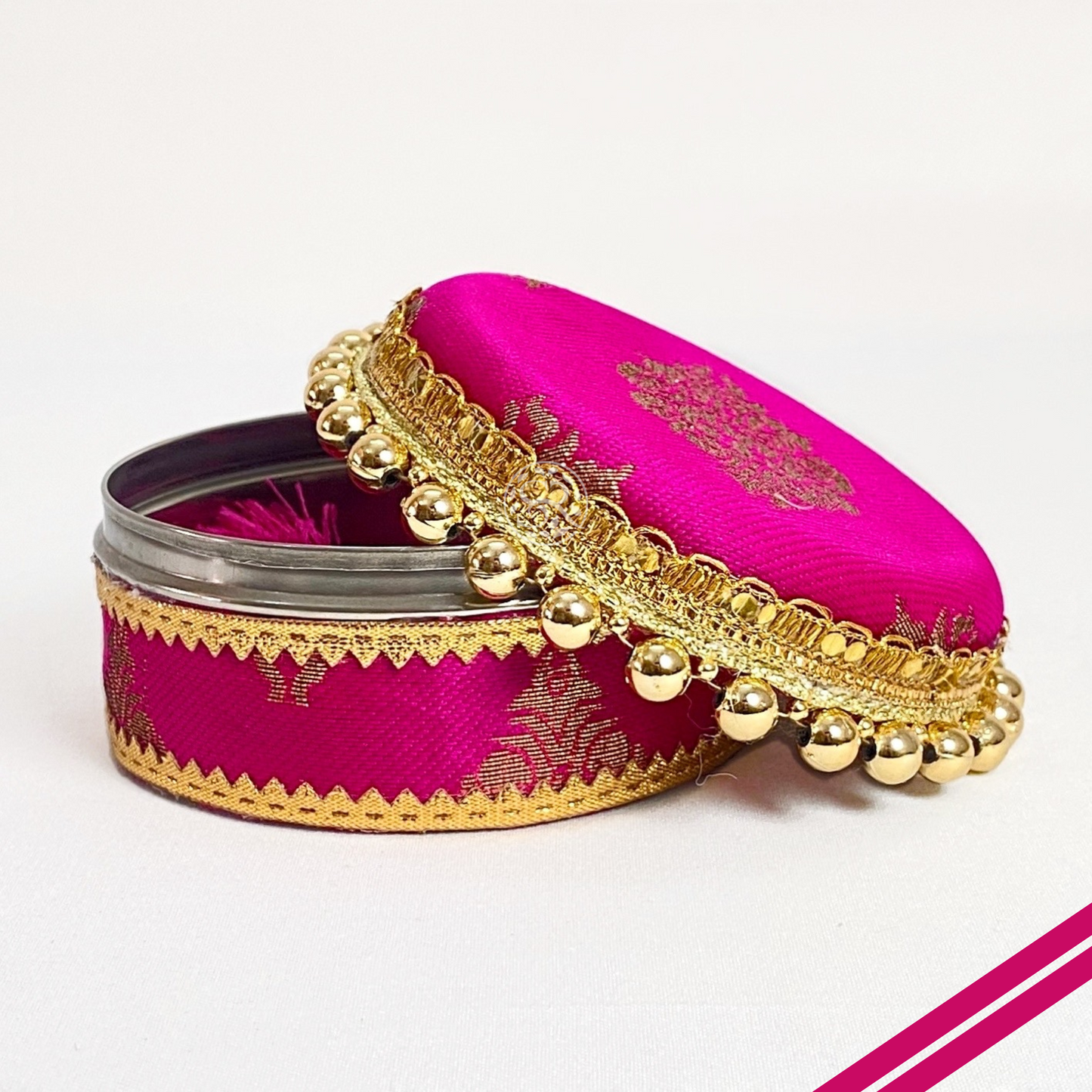 Rani Pink Brocade Steel Box by Saptrishi