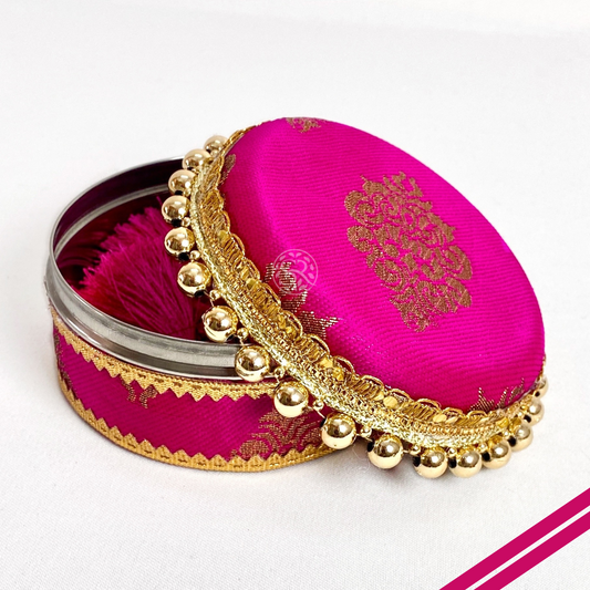 Rani Pink Brocade Steel Box by Saptrishi