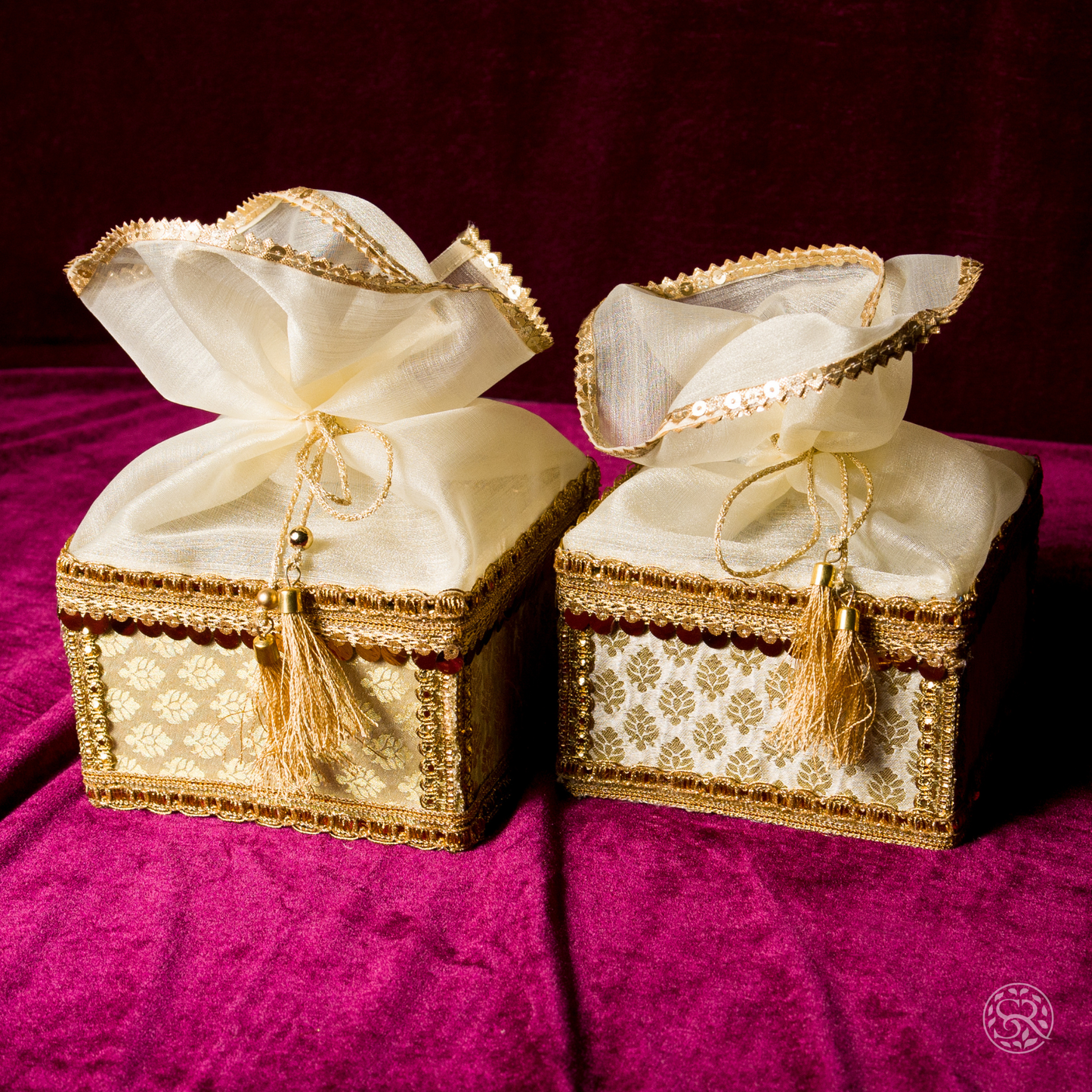 Beige Dry Fruit Box Set By Saptrishi (2pc)