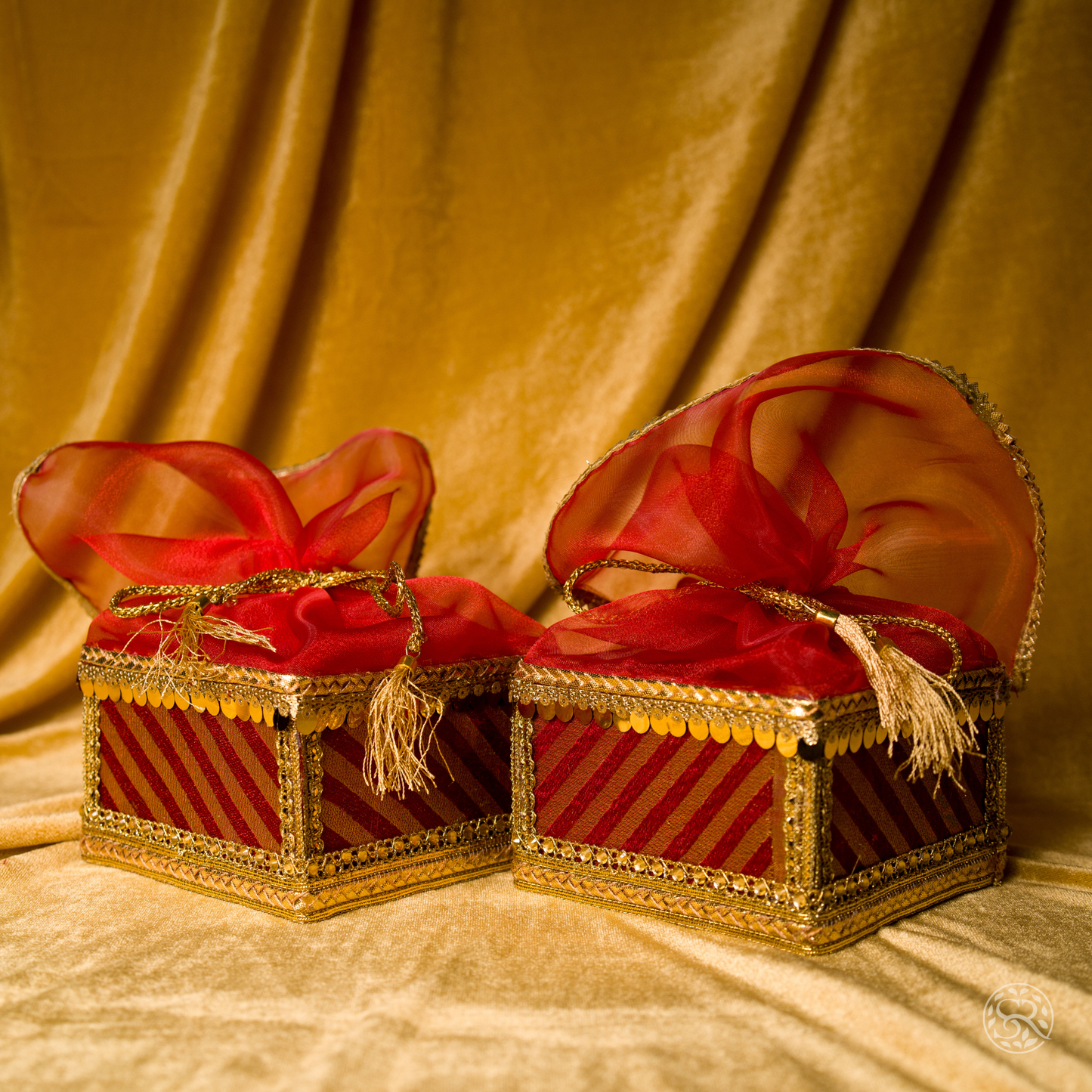 Red Dry Fruit Box Potli By Saptrishi (2pc)