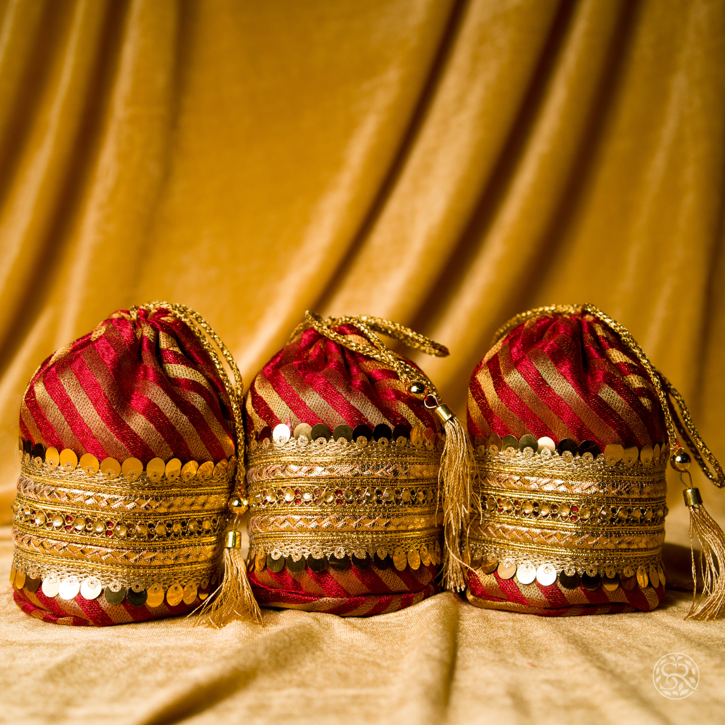 Red Potli Bags By Saptrishi (2pc)