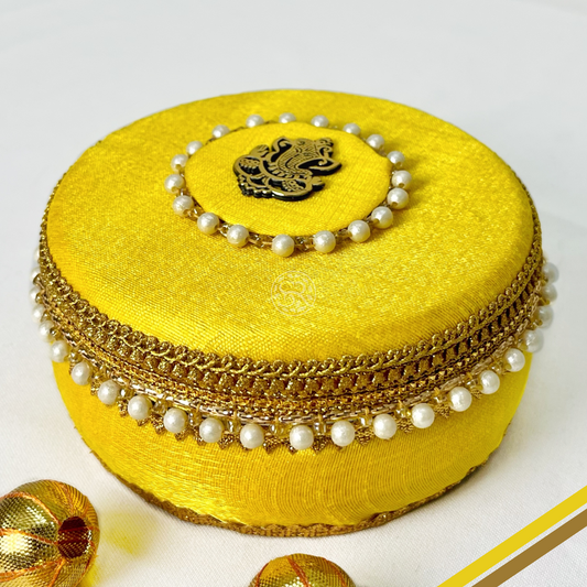 Yellow Ganpati Steel Box By Saptrishi