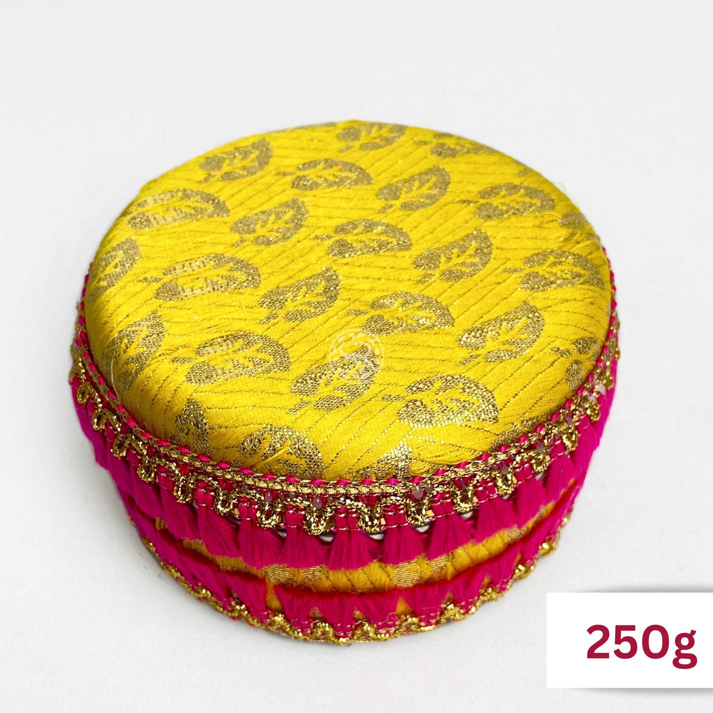 Yellow Brocade Sweet Steel Box By Saptrishi