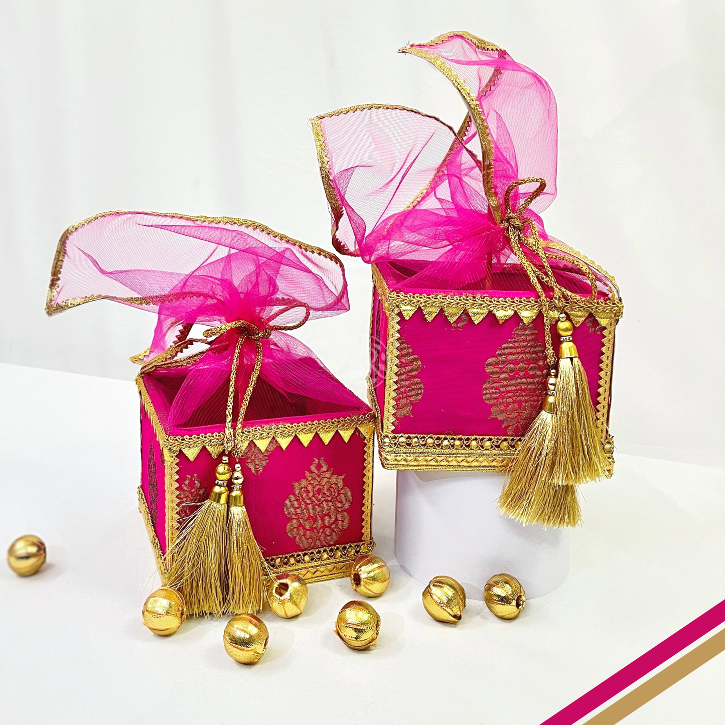 Rani Pink Mithai Box Potli By Saptrishi (1 Pc)