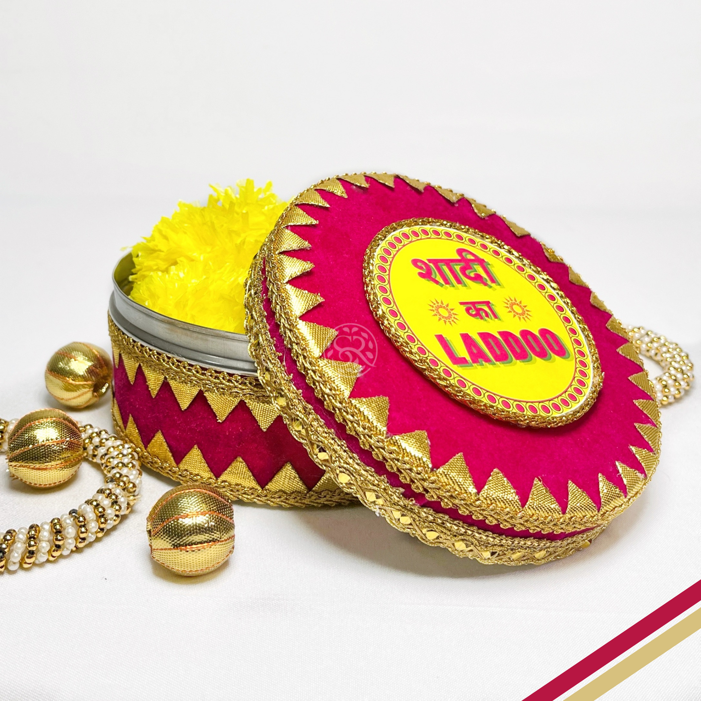 Rani Pink 'Shadi ka Laddoo' Steel Box By Saptrishi