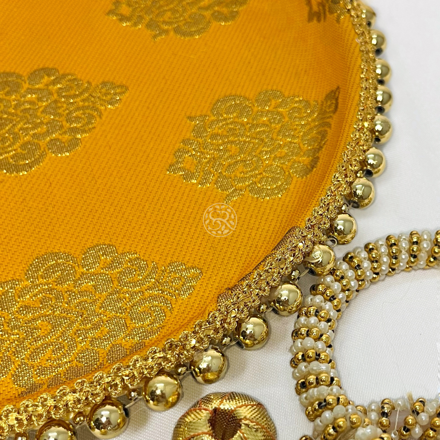 Yellow Brocade Pooja Thali by Saptrishi (1pc)