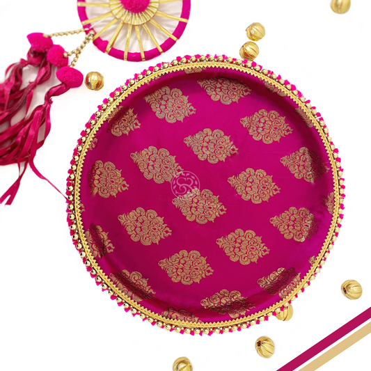 Pink Brocade Pooja Thali by Saptrishi (1pc)