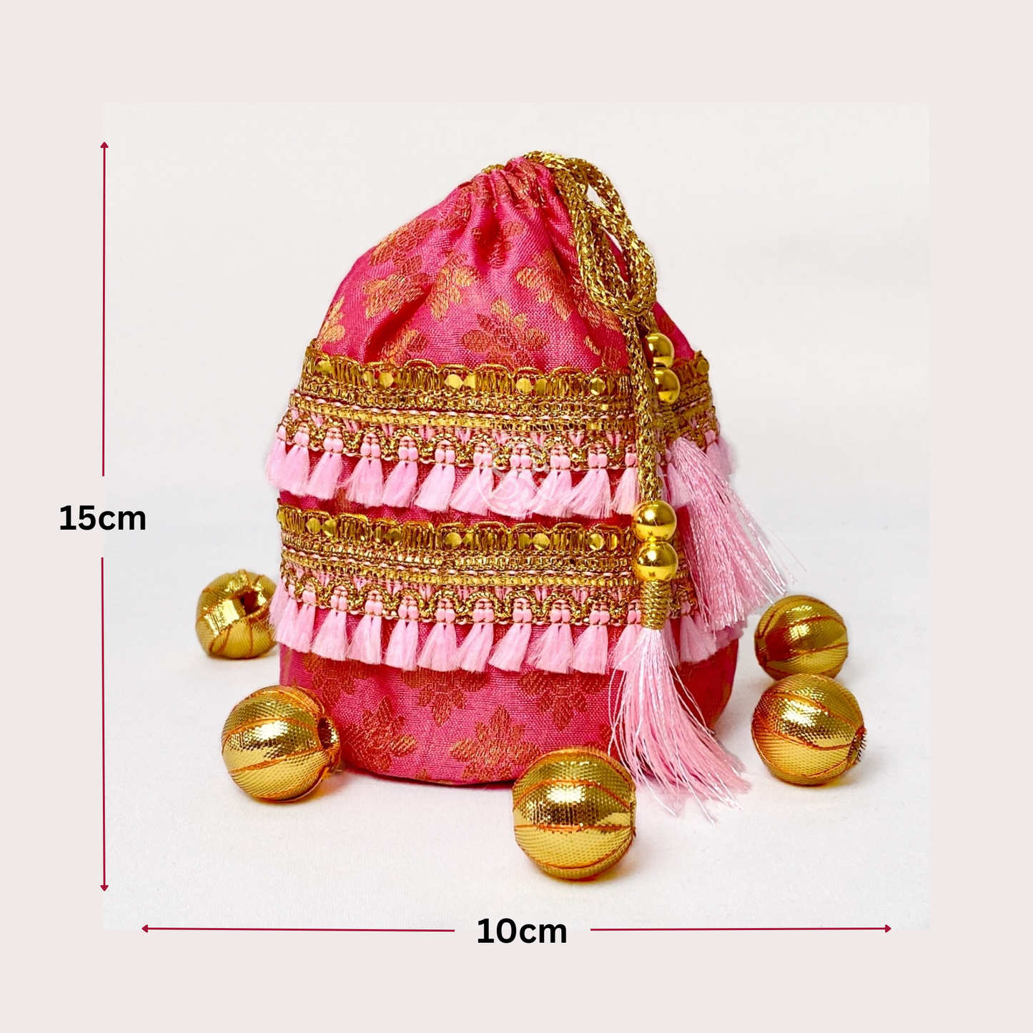 Baby Pink Potli Bag by Saptrishi (2pc)